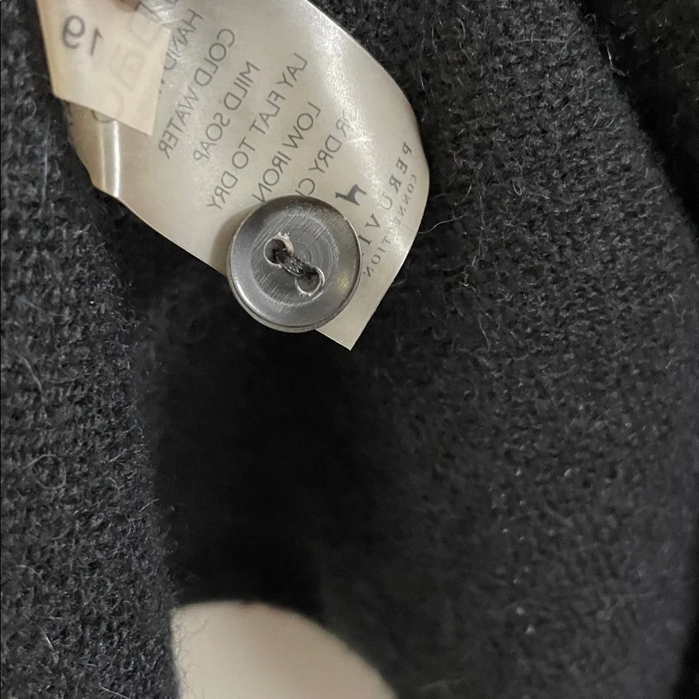 PERUVIAN CONNECTION Black Brimfield Henley Sweater Size XS 100% Royal Alpaca